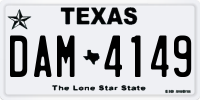 TX license plate DAM4149