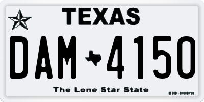 TX license plate DAM4150