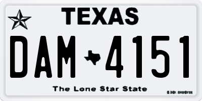 TX license plate DAM4151