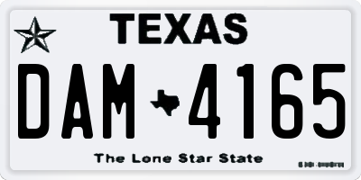 TX license plate DAM4165