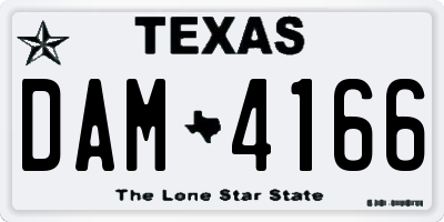 TX license plate DAM4166