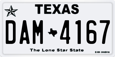 TX license plate DAM4167
