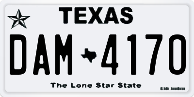 TX license plate DAM4170