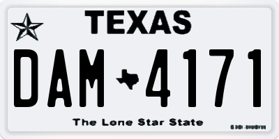 TX license plate DAM4171
