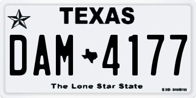 TX license plate DAM4177