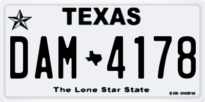 TX license plate DAM4178