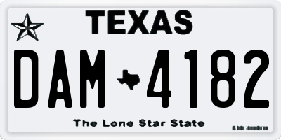 TX license plate DAM4182