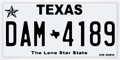 TX license plate DAM4189