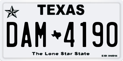 TX license plate DAM4190