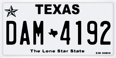 TX license plate DAM4192