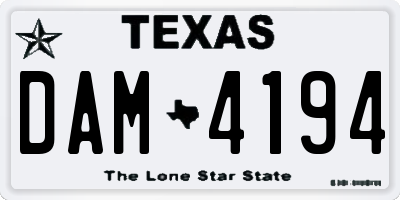 TX license plate DAM4194
