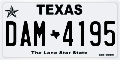 TX license plate DAM4195