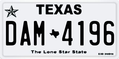 TX license plate DAM4196