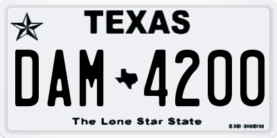 TX license plate DAM4200