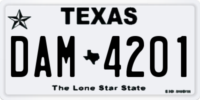 TX license plate DAM4201