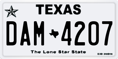 TX license plate DAM4207