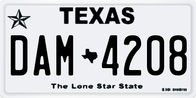 TX license plate DAM4208
