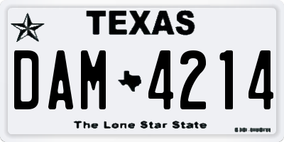TX license plate DAM4214