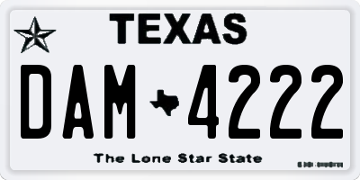TX license plate DAM4222