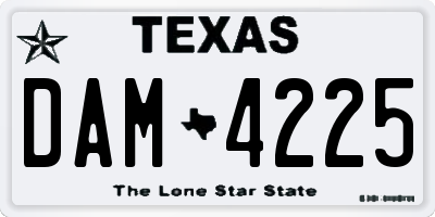 TX license plate DAM4225