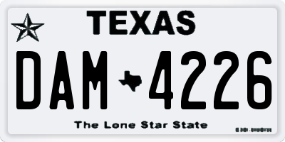 TX license plate DAM4226