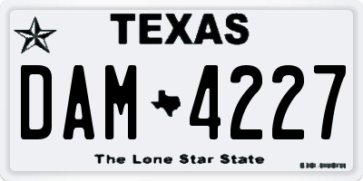 TX license plate DAM4227