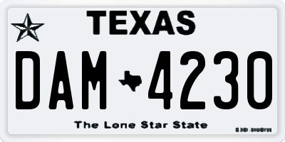 TX license plate DAM4230