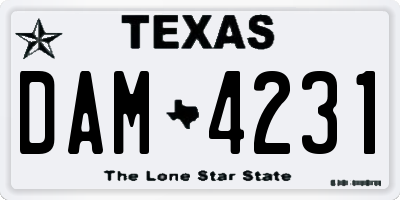 TX license plate DAM4231