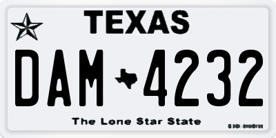 TX license plate DAM4232