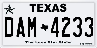 TX license plate DAM4233