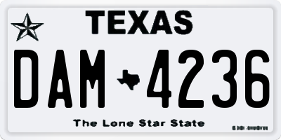 TX license plate DAM4236