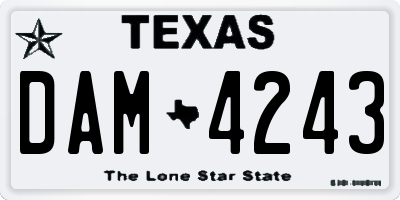 TX license plate DAM4243