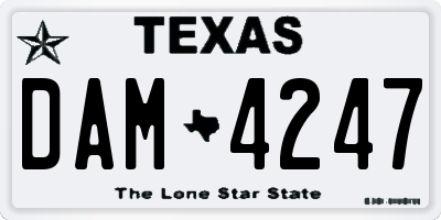 TX license plate DAM4247