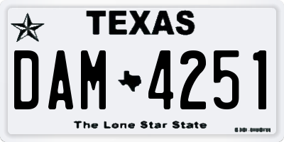 TX license plate DAM4251