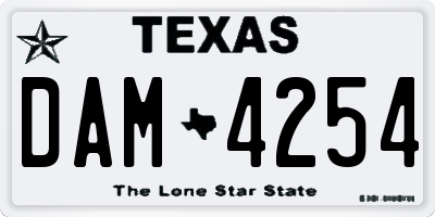 TX license plate DAM4254