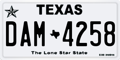 TX license plate DAM4258
