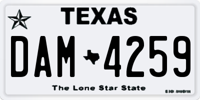 TX license plate DAM4259