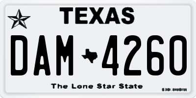 TX license plate DAM4260
