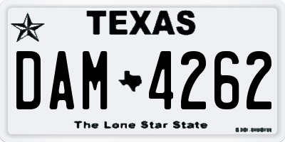 TX license plate DAM4262