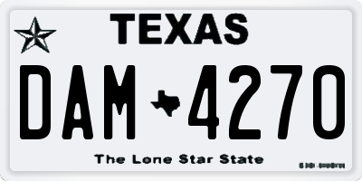 TX license plate DAM4270