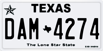 TX license plate DAM4274