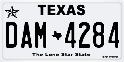 TX license plate DAM4284