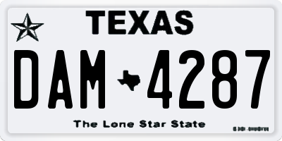 TX license plate DAM4287