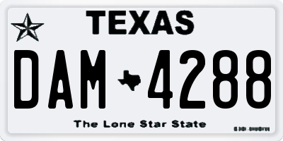 TX license plate DAM4288