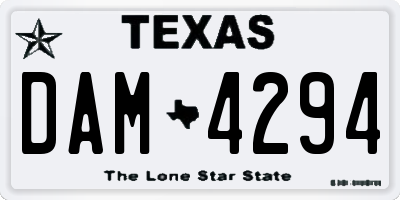 TX license plate DAM4294