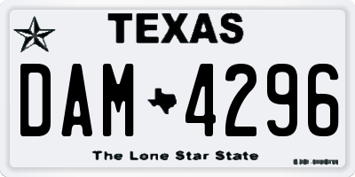 TX license plate DAM4296
