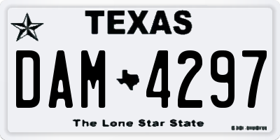 TX license plate DAM4297