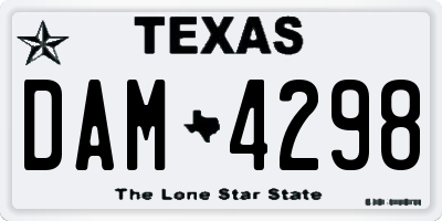 TX license plate DAM4298