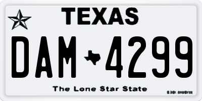 TX license plate DAM4299