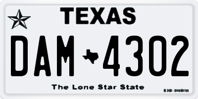TX license plate DAM4302